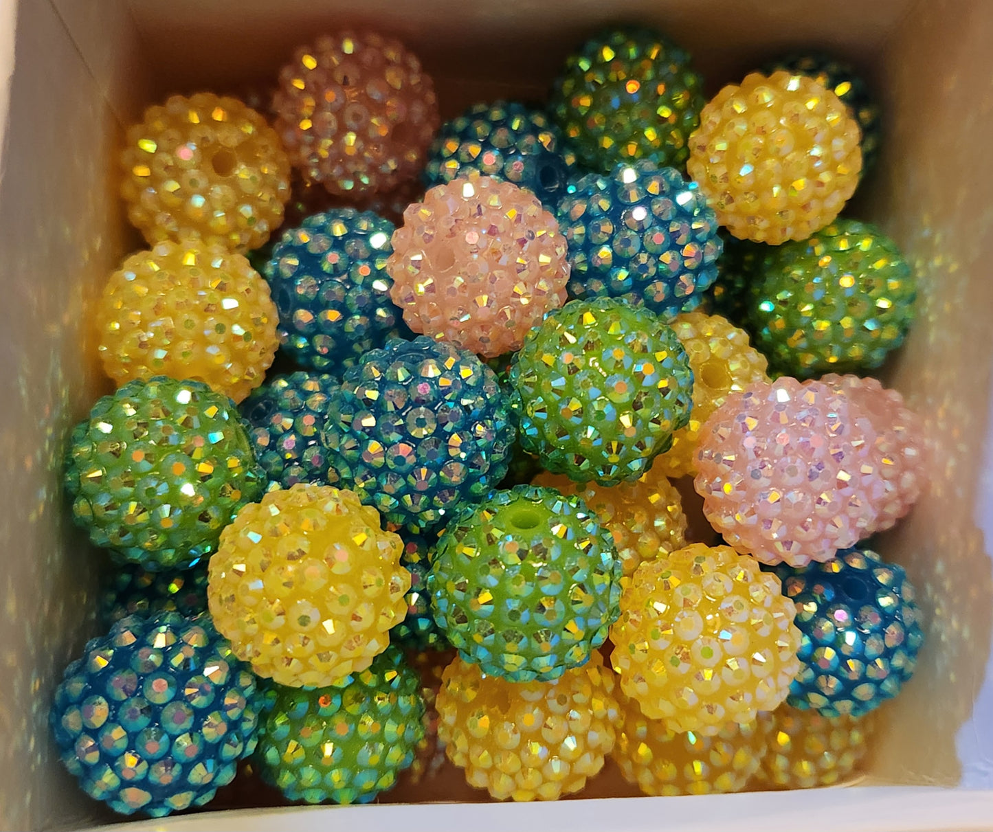 50pc 20mm Rhinestone Bead Mix - Spring