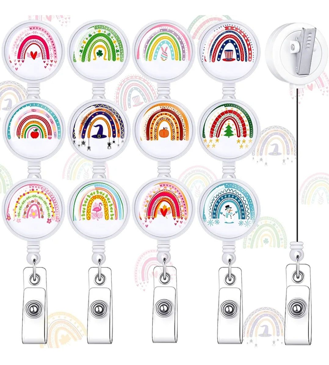 12pc Rainbow Badge Reels