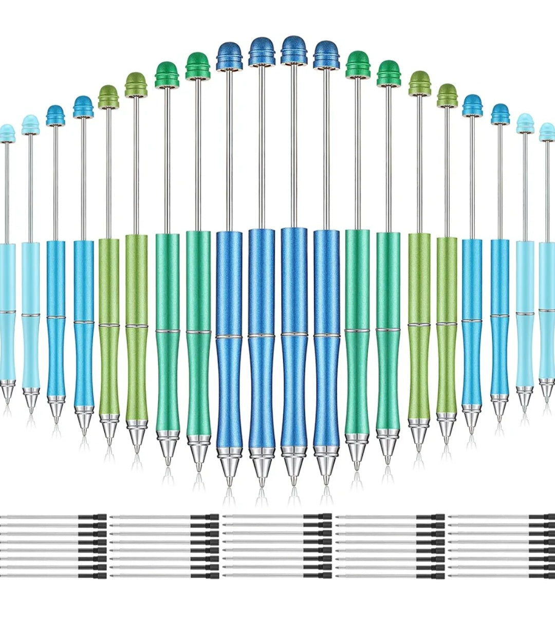 20pc Beadable Metal Pen Set with Refills