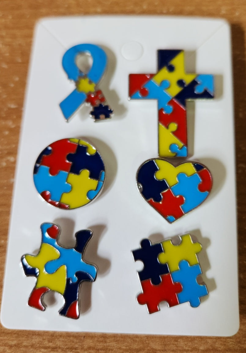 6pc Autism Awareness Pin Set
