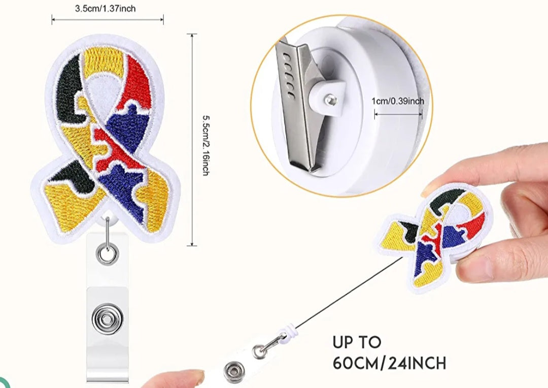 Autism Awareness Ribbon Badge Reel