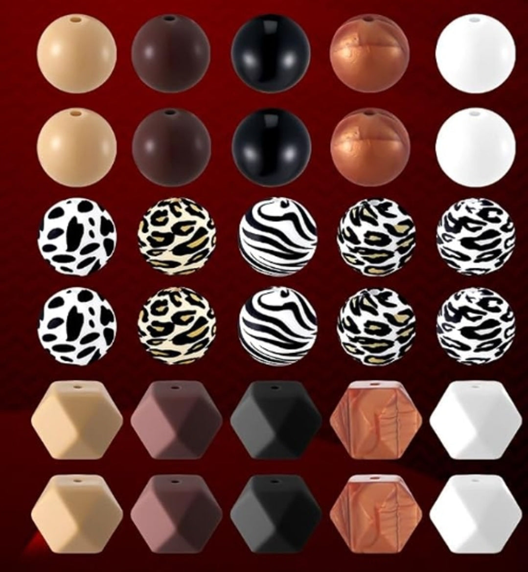 60pc Silicone Hexagon & 15mm Mix