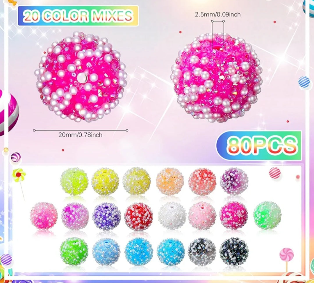 80pc 20mm Sugar Beads with Pearls