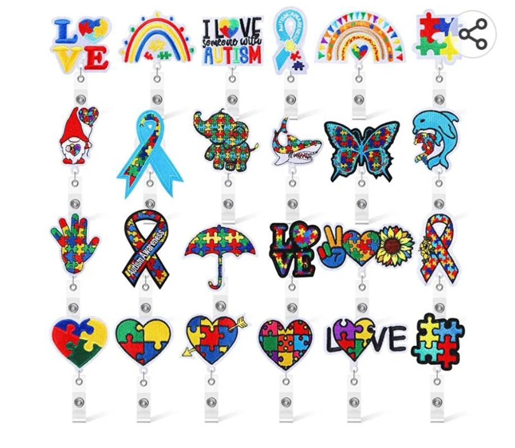 Bulk 24pc Autism Awareness Badge Reel