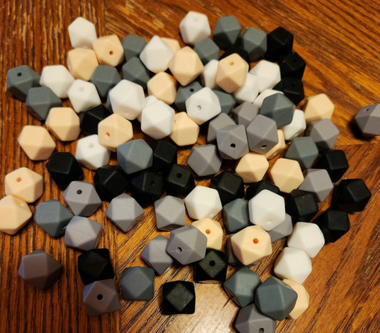100pc Hexagon Silicone Beads