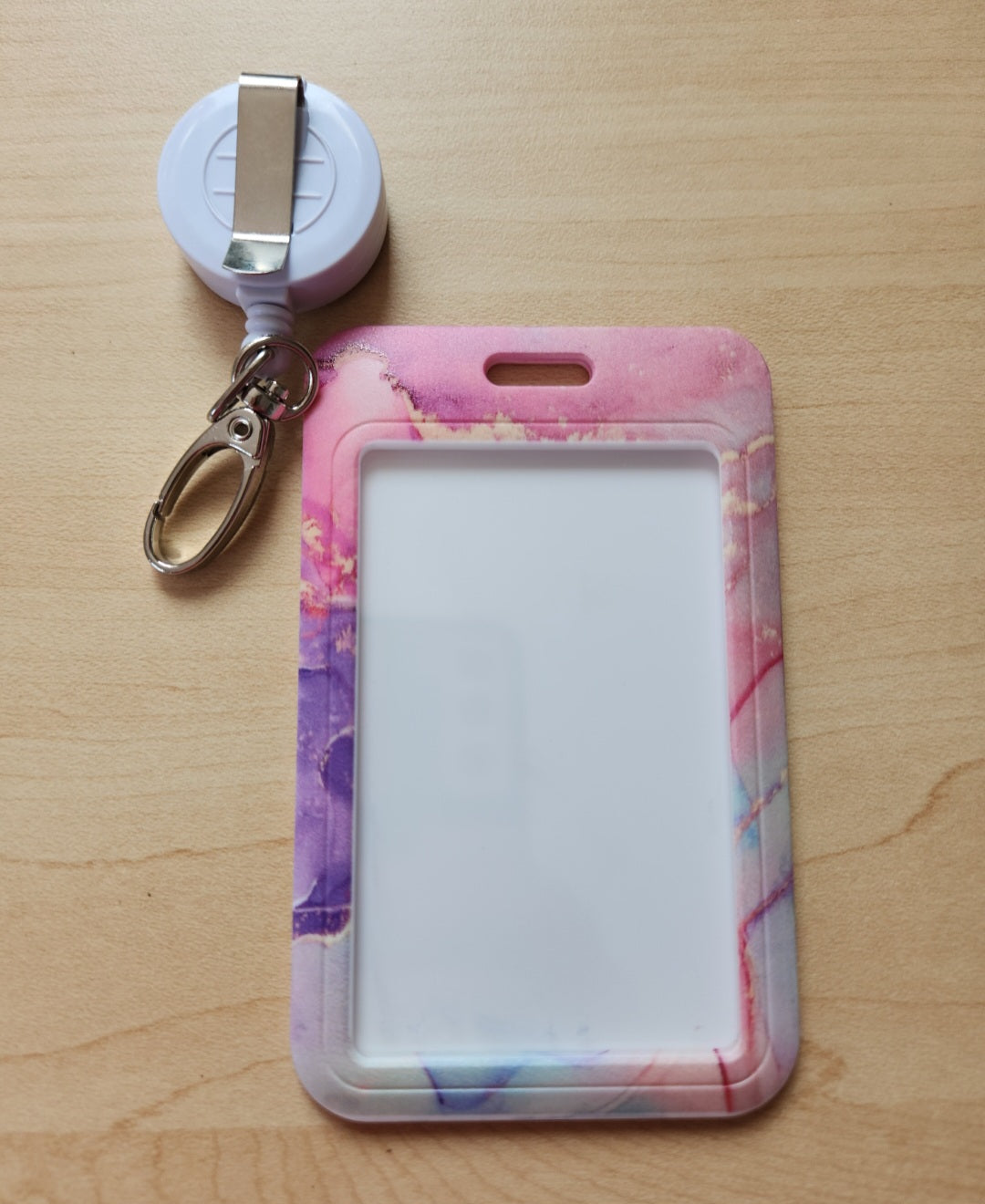 Marbled Retractable Badge Reel with ID Holder