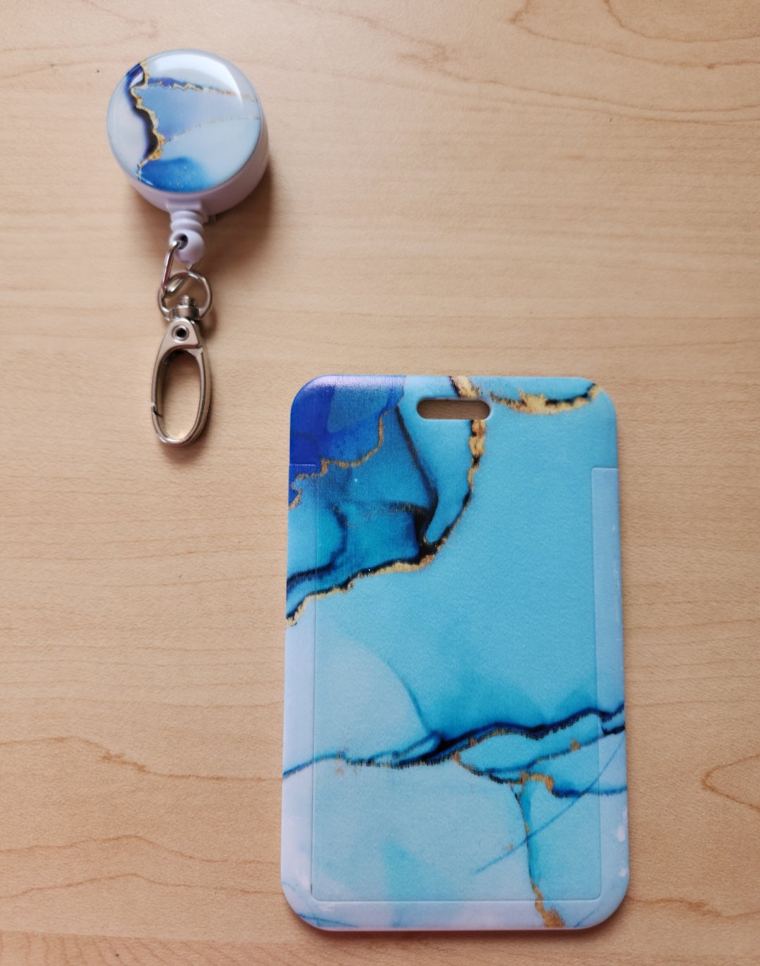 Marbled Retractable Badge Reel with ID Holder