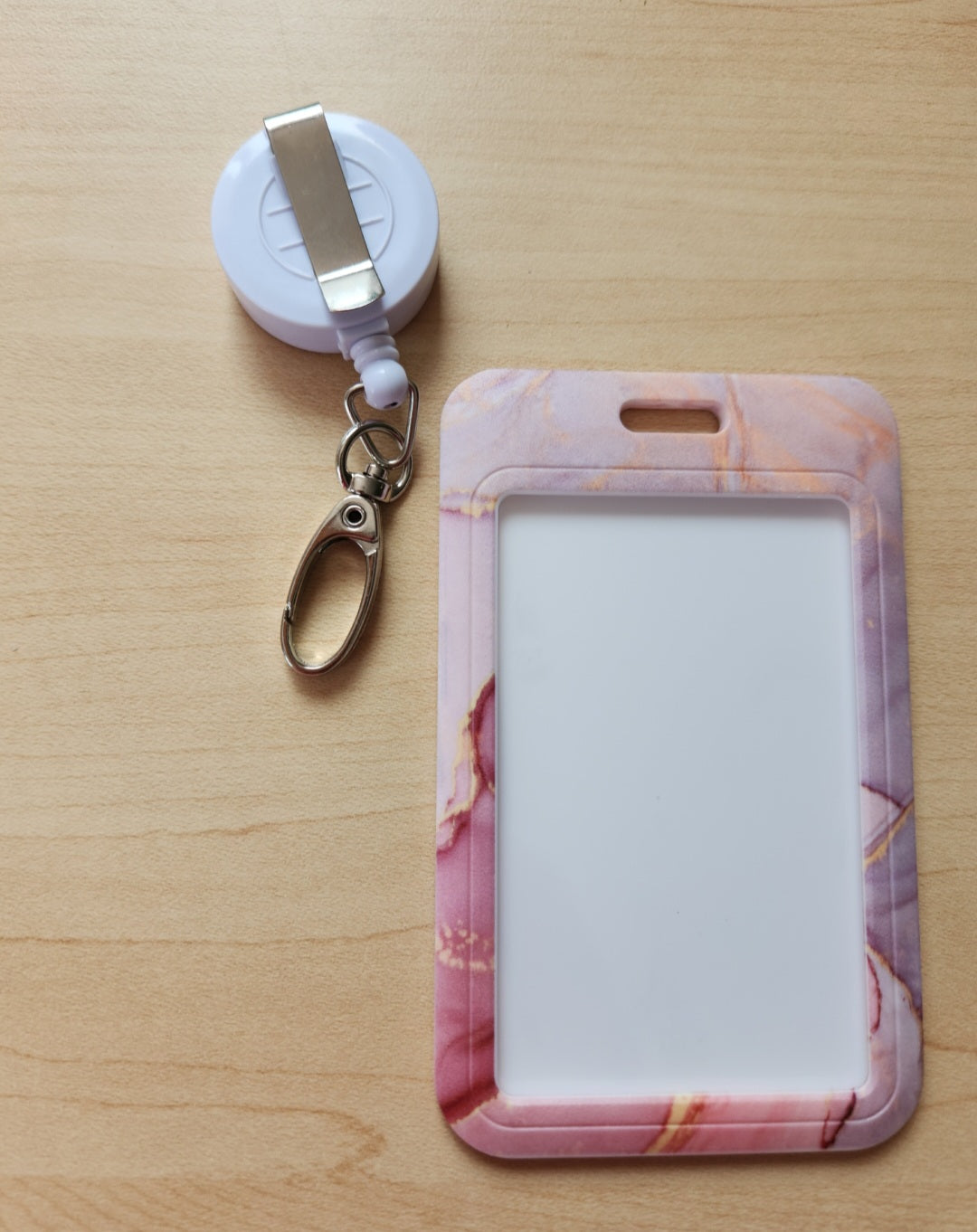 Marbled Retractable Badge Reel with ID Holder